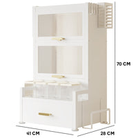 Scaffale Scaffalatura Credenza in Metallo con Doppia Vetrinetta e Cassetto Bianco
