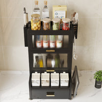 Scaffale Scaffalatura Credenza in Metallo con Doppia Vetrinetta e Cassetto Nero