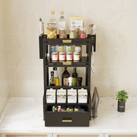 Scaffale Scaffalatura Credenza in Metallo con Doppia Vetrinetta e Cassetto Nero