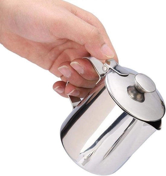 Tazza da caffè becher per schiuma di latte con coperchio - Arte del caffè per ufficio cucina - Acciaio inox - 350mL.