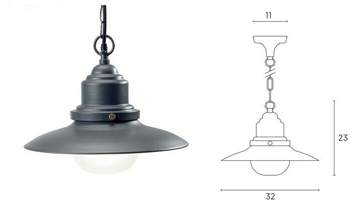 Lampada Sospensione Esterno Sospesa Acciaio Illuminazione Vintage Fisher Sovil Colore: Grigio antracite