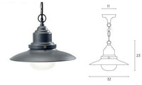 Lampada Sospensione Esterno Sospesa Acciaio Illuminazione Vintage Fisher Sovil Colore: Grigio antracite