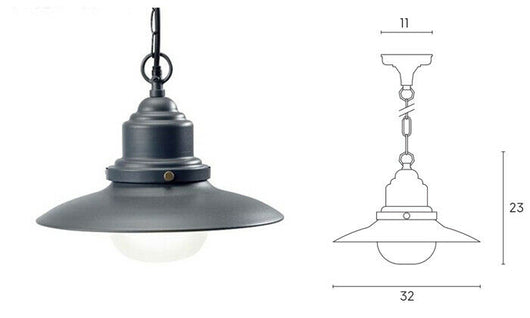 Lampada Sospensione Esterno Sospesa Acciaio Illuminazione Vintage Fisher Sovil Colore: Grigio antracite
