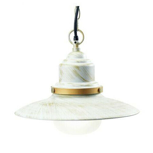 Lampada Sospensione Esterno Sospesa Acciaio Illuminazione Vintage Fisher Sovil Colore: Bianco oro
