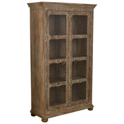 Vetrina in vetro e legno marrone fatta a mano 106x43x180