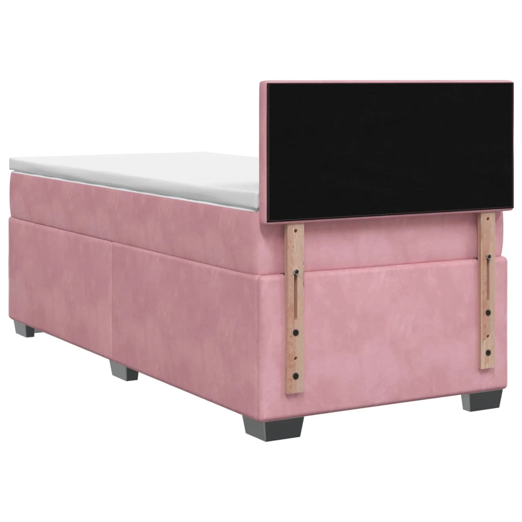 Letto box spring con materasso Rosa 100 x 200 cm Velluto 3450661