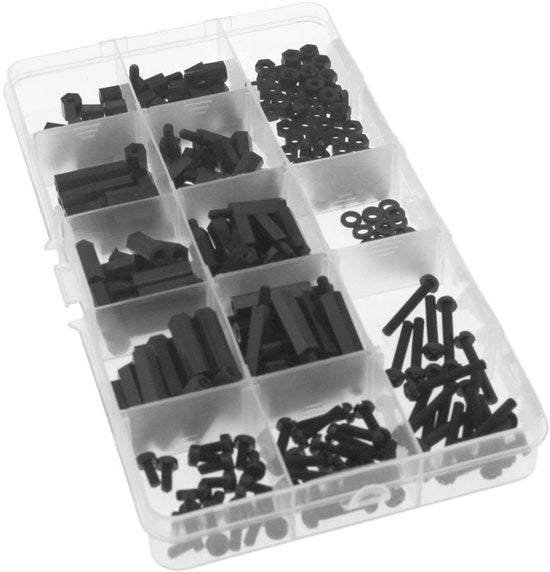Kit di supporti a stantuffo in nylon M3 in acciaio inossidabile, adatto per l'elettronica, compreso 60 bulloni M3.