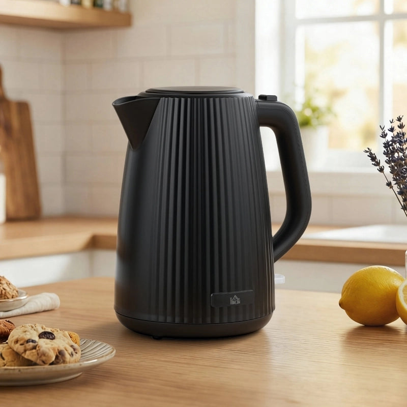 Bollitore elettrico da 1,7 l, con funzione di ebollizione rapida, 2200 W, con filtro anticalcare removibile, spegnimento automatico, colore nero.
