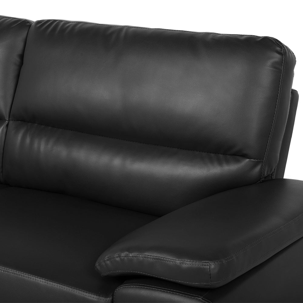 Divano a 3 Posti in Similpelle colore Nero Soggiorno in stile Classico Tradizionale
