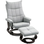 Poltrona Relax Girevole con Poggiapiedi in Velluto ¨C Zephmum ¨C Grigio