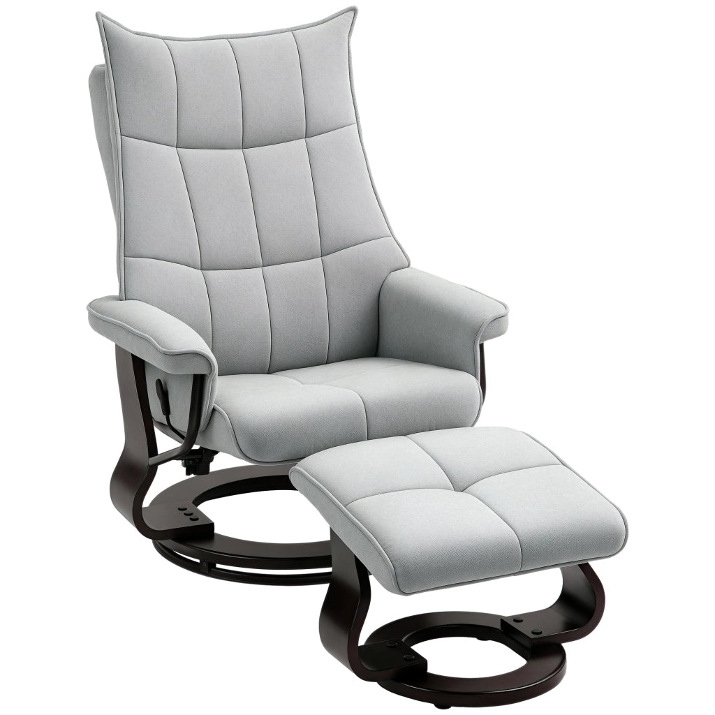 Poltrona Relax Girevole con Poggiapiedi in Velluto ¨C Zephmum ¨C Grigio