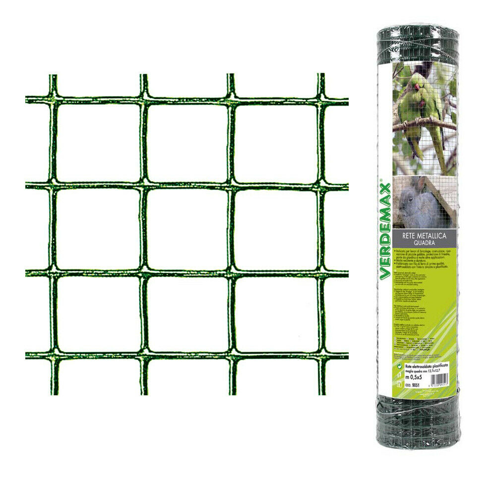 Rete Metallica Plastificata in Rotolo 1-5m Maglia quadra Voliere Gabbie Conigli