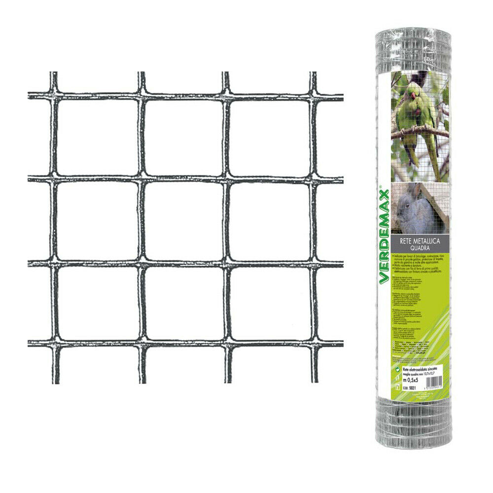 Rete Metallica Zincata in Rotolo 1-5 m Maglia quadra Voliere Giardino Recinzione