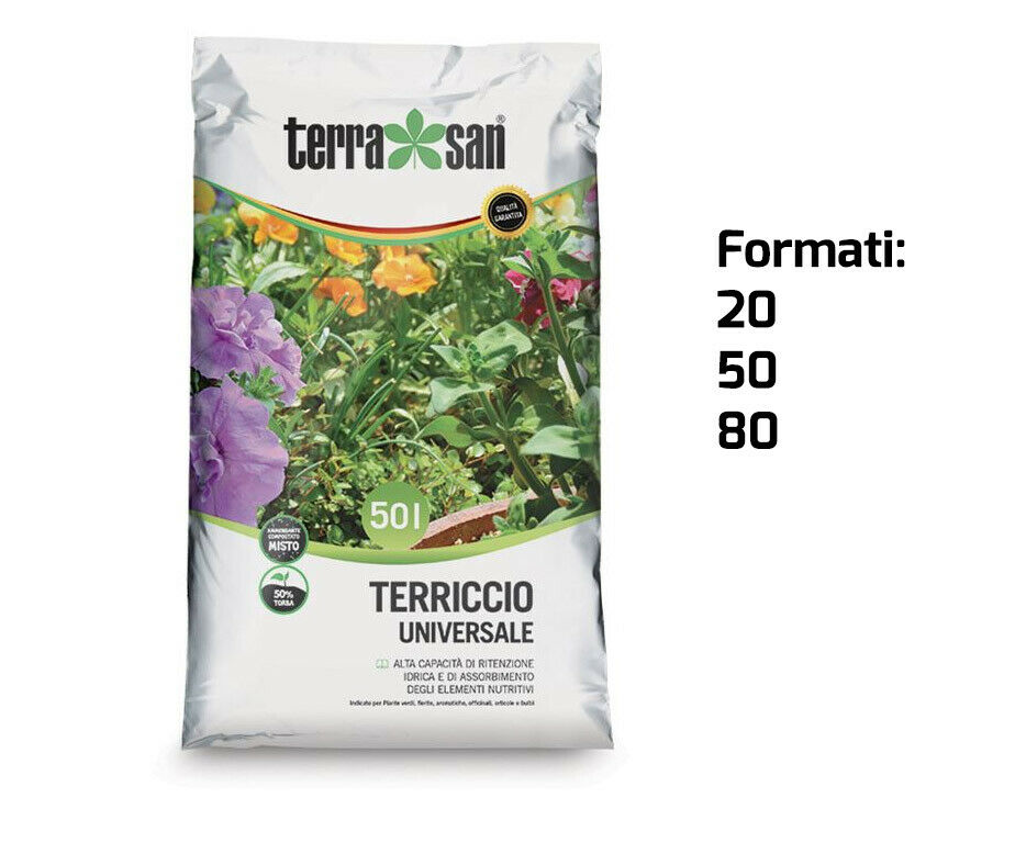 Terriccio Universale 80 lt per Piante Orto Prato Aiuole Giardino Compo Sana Formato: 20 Lt