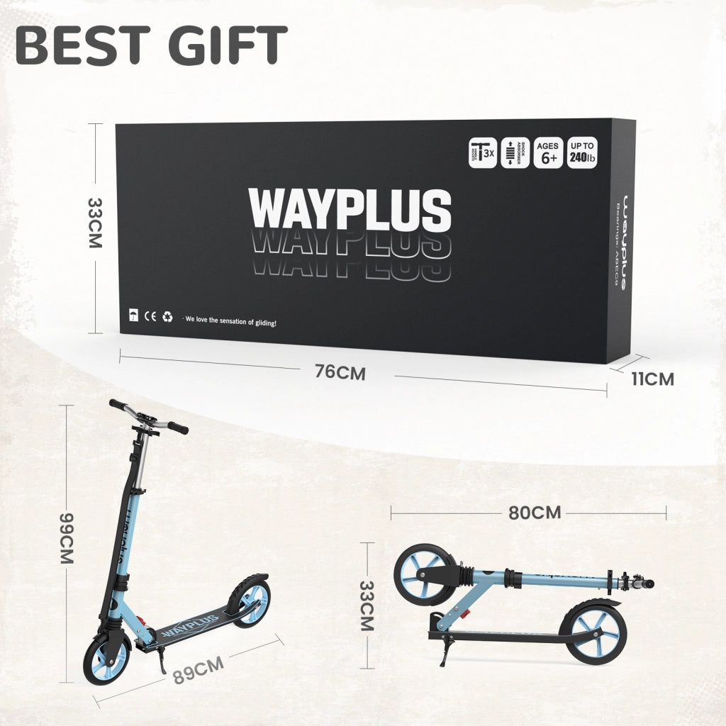 Monopattino WAYPLUS ¨C zephmum ¨C Pieghevole, 8IN Ruote Grandi, 4 Livelli Regolabili