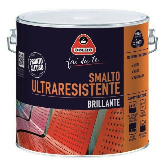 Smalto Ultraresistente Brillante Vernice Legno Ferro Salsedine Esterno 950 Boero Colori: Giallo Girasole, Formato: 0,125 L