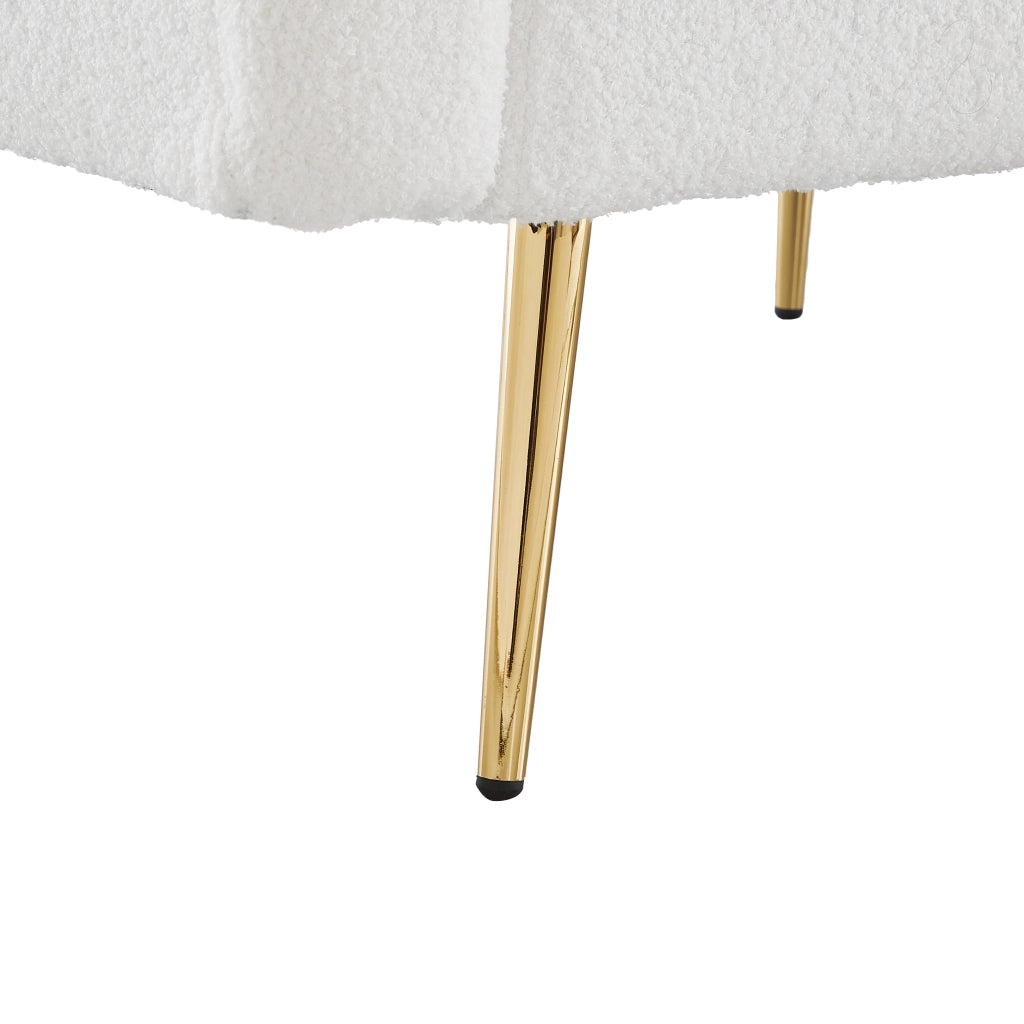 OKWISH Divano Letto 2 Posti, Schienali Regolabili in 3 Posizioni con 2 Cuscini, Tessuto Effetto Lana e Schiuma, Bianco