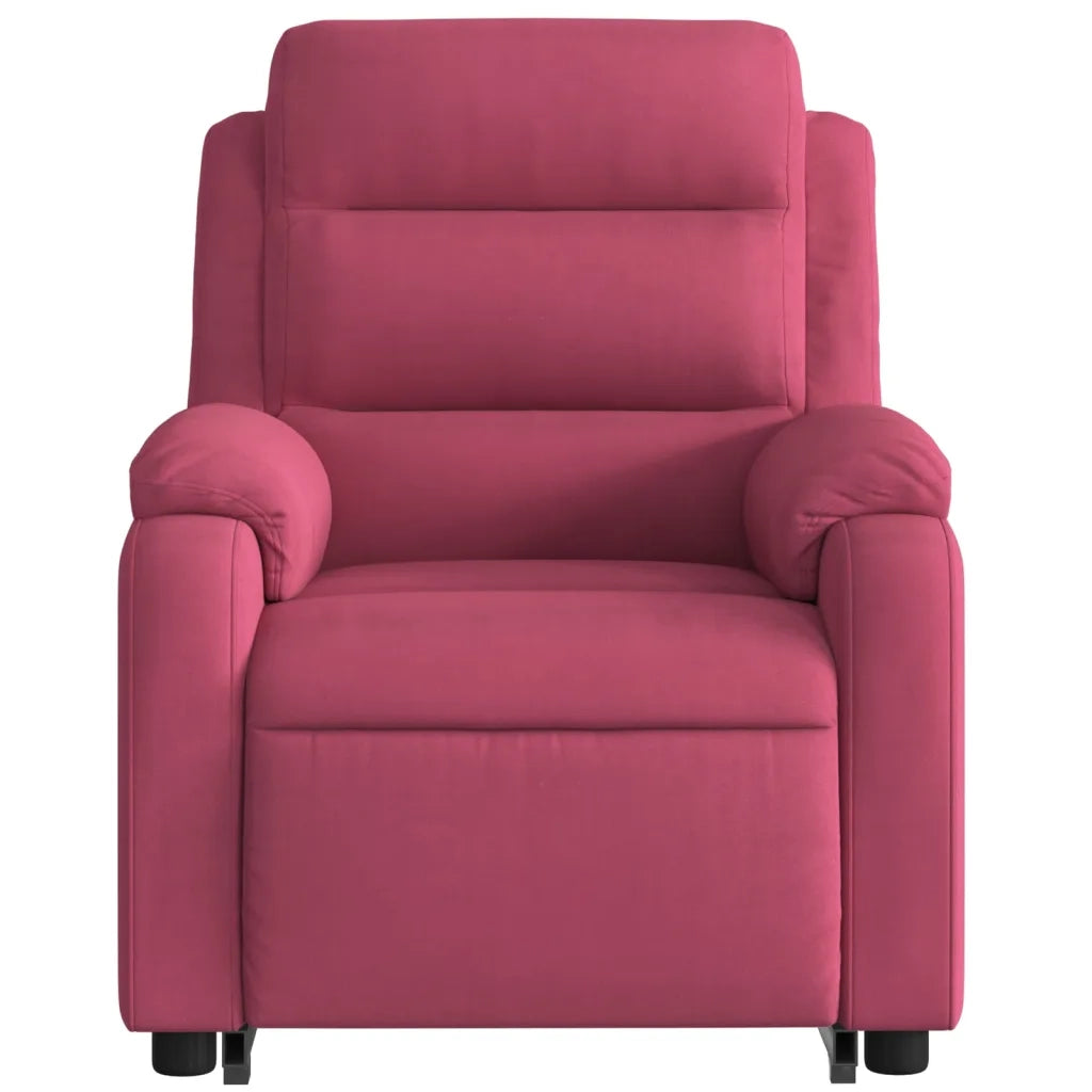 Poltrona Alzapersona Reclinabile Elettrica Rosso Vino Velluto 3205119