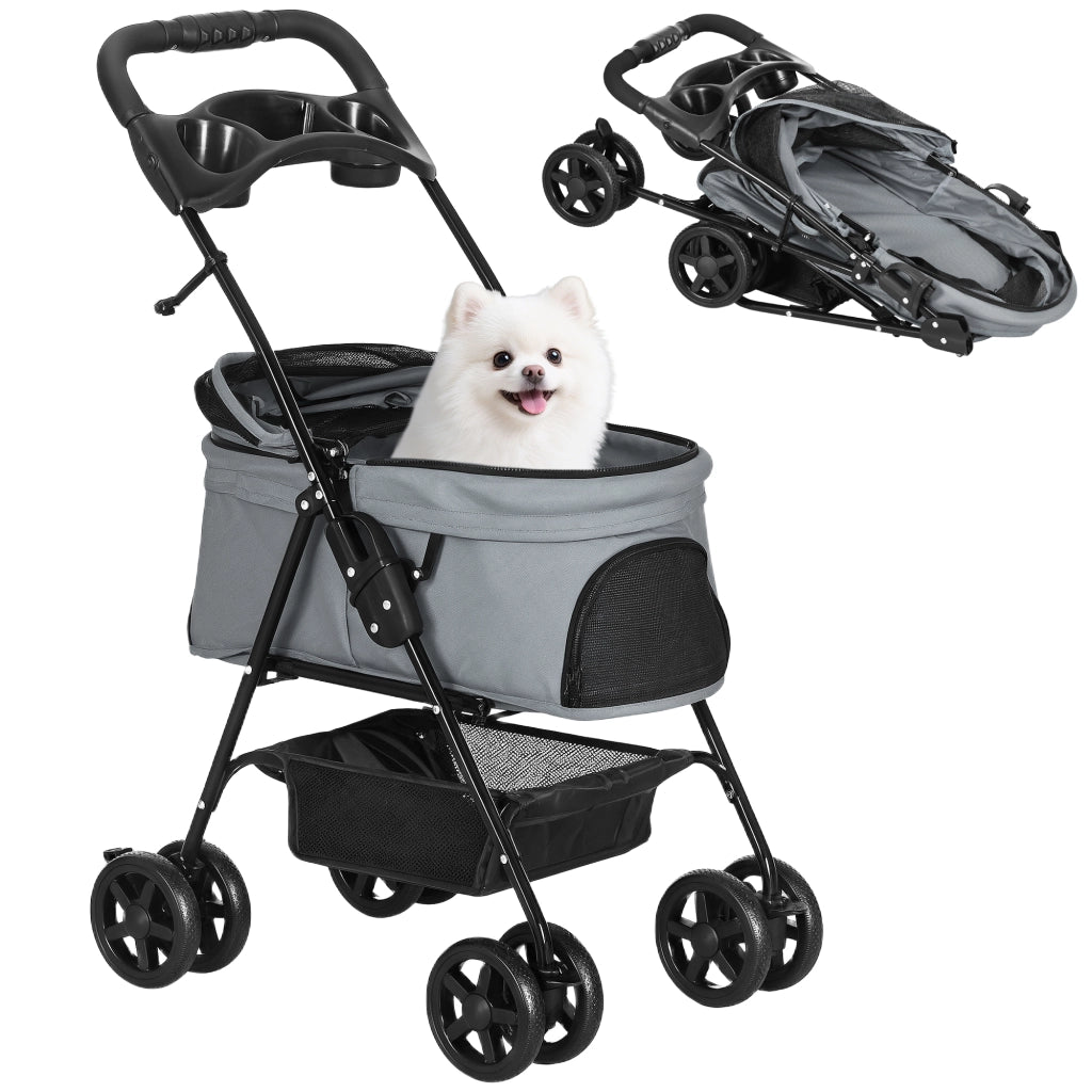 Portagiochi Carrello per Cani ¨C zephmum ¨C Grigio 67x45x96 cm