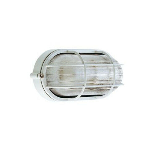 Plafoniera Ovale Muro da Esterno Lampada Parete Gabbia Illuminazione Luce Sovil Colore: Bianco con Gabbia, Formato: Piccola - H 21.3