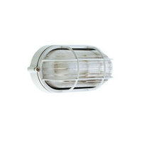 Plafoniera Ovale Muro da Esterno Lampada Parete Gabbia Illuminazione Luce Sovil Colore: Bianco con Gabbia, Formato: Piccola - H 21.3