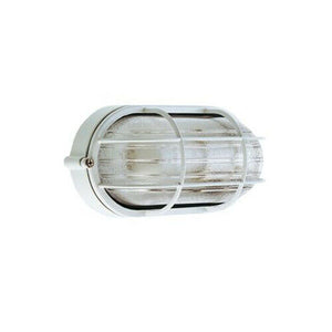 Plafoniera Ovale Muro da Esterno Lampada Parete Gabbia Illuminazione Luce Sovil Colore: Bianco con Gabbia, Formato: Piccola - H 21.3