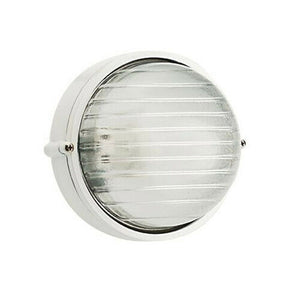 Plafoniera Tonda Muro da Esterno Lampada Parete Gabbia Illuminazione Luce Sovil Dimensione: Grande - H 24 cm, Colore: Bianca