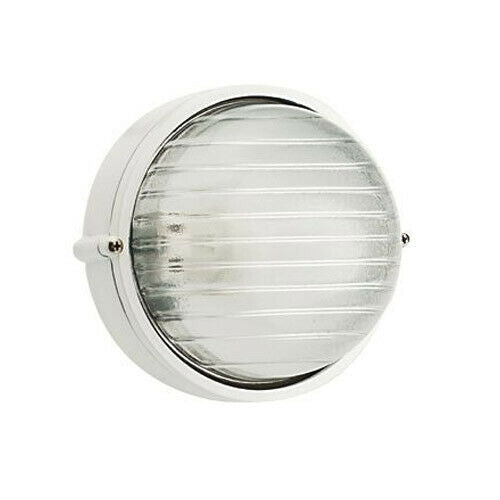 Plafoniera Tonda Muro da Esterno Lampada Parete Gabbia Illuminazione Luce Sovil Dimensione: Grande - H 24 cm, Colore: Bianca