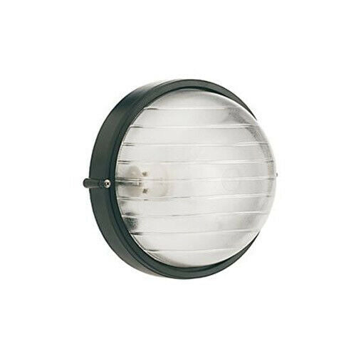 Plafoniera Tonda Muro da Esterno Lampada Parete Gabbia Illuminazione Luce Sovil Dimensione: Grande - H 24 cm, Colore: Nera