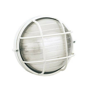 Plafoniera Tonda Muro da Esterno Lampada Parete Gabbia Illuminazione Luce Sovil Colore: Bianca con Gabbia, Dimensione: Grande - H 24 cm