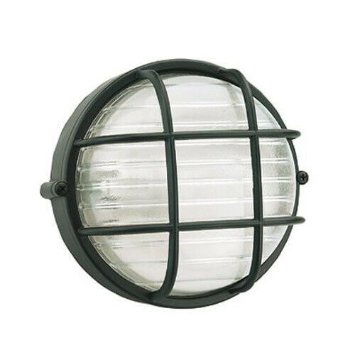 Plafoniera Tonda Muro da Esterno Lampada Parete Gabbia Illuminazione Luce Sovil Colore: Nera con Gabbia, Dimensione: Grande - H 24 cm