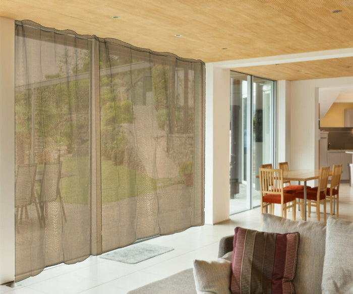 Zanzariera a Tenda per Porta Veranda Finestra Anti Zanzare Mosche Rete 150 x 250 Colore: Marrone