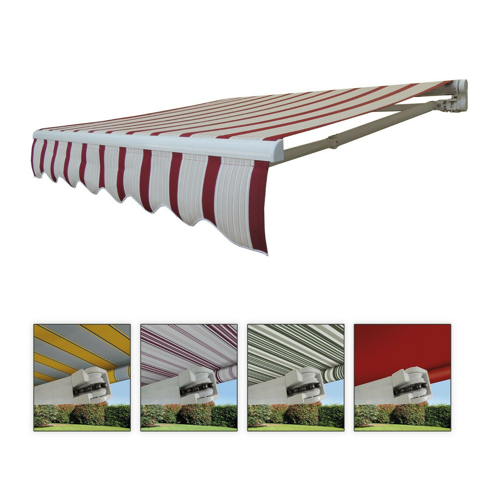 Tende da Sole a Bracci Barra Quadra con Catena Balcone Avvolgibile Alluminio Colore: Beige, Dimensioni: 4 x 3 m