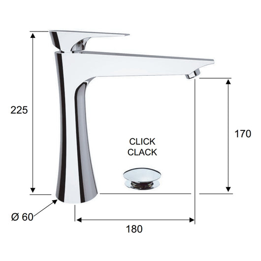 Rubinetto lavabo alto daniel serie diva con piletta click-clack