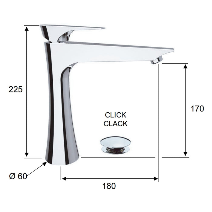 Rubinetto lavabo alto daniel serie diva con piletta click-clack