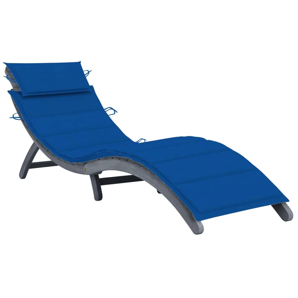 Sdraio sdraio prendisole lettino da giardino terrazza mobili da esterno con cuscino grigio legno massello di acacia 02_0012472