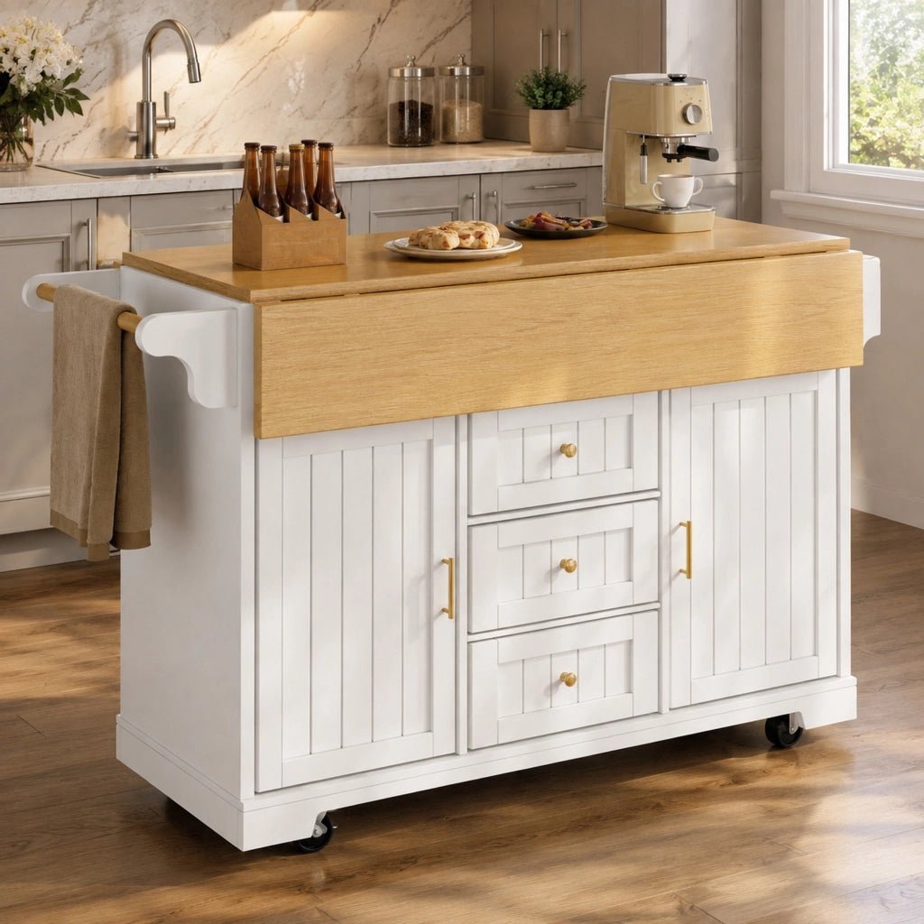 ISOLA CUCINA allungabile 120 x 80 x 95 cm MDF e metallo bianco