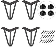 Set di 4 - piedi per tavolo - 10 cm piedi per mobili da assemblaggio - per tavolo da caffè, tavolo da pranzo, scrivania - nero + protezioni per gambe e viti