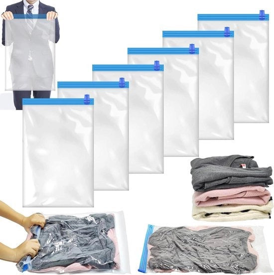 Sacchi di vuoto riutilizzabili per abbigliamento - viaggi - valigia - 60 x 40 cm - 6 pezzi