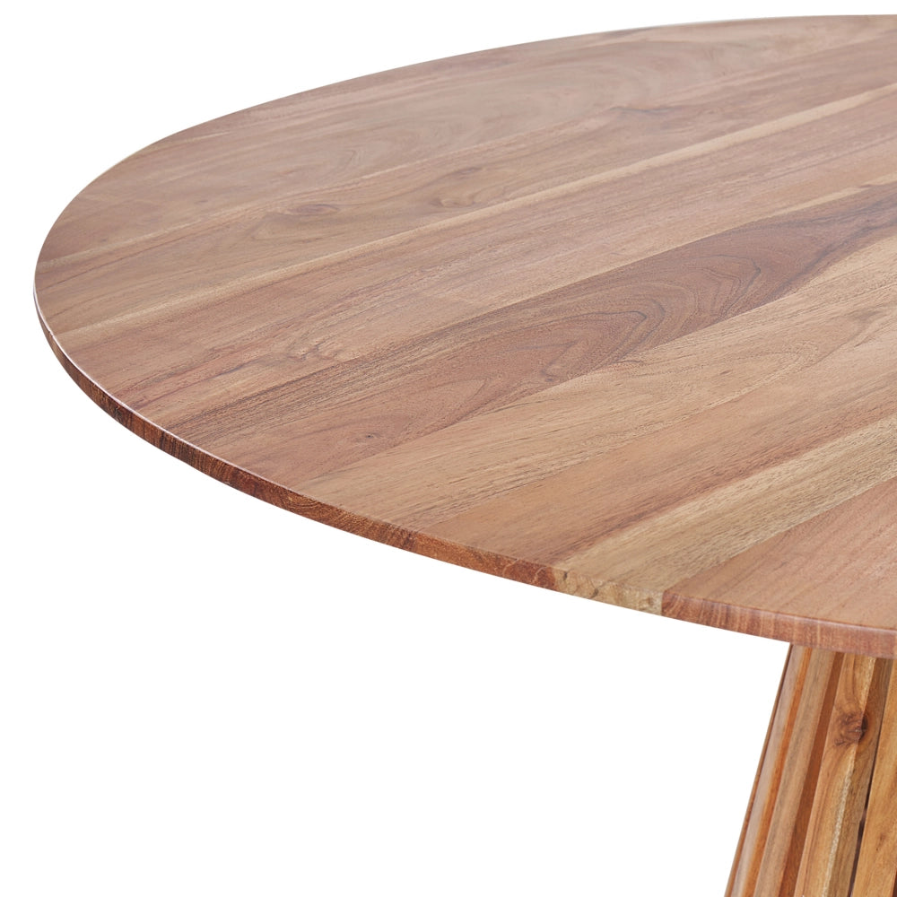 Tavolo da pranzo rotondo moderno per 4 persone 120 cm in legno d'acacia scuro stile moderno contemporaneo sala da pranzo