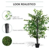 Albero Baniano Artificiale, Pianta Finta Decorativa Interno ed Esterno Alta 145cm, Verde