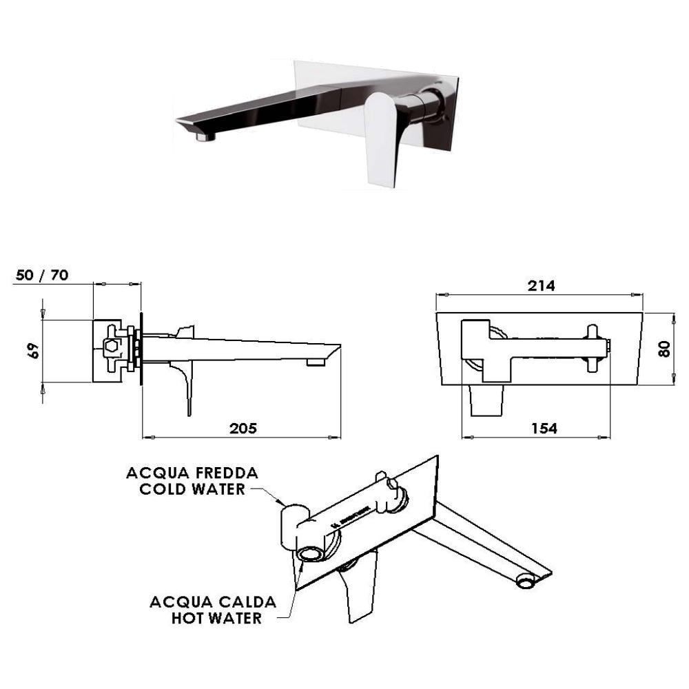 Miscelatore a incasso per lavabo serie diva