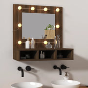 Mobile a Specchio con LED-Armadietto a Specchio Rovere Marrone 60x31,5x62 cm