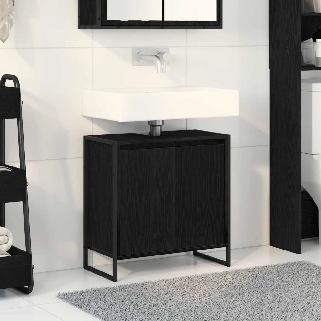 Mobile da Bagno | Armadio da bagno Rovere Nero 60 x 30 x 60 cm Legno multistrato