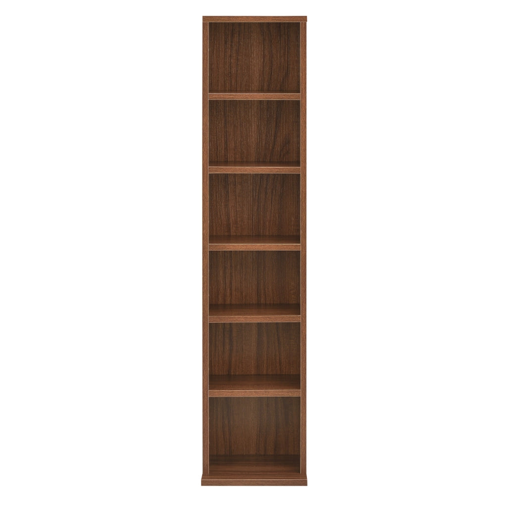 Scaffale a Colonna Tynset con 6 Scomparti per CD DVD 90x20x20 cm Effetto Noce [en.casa]