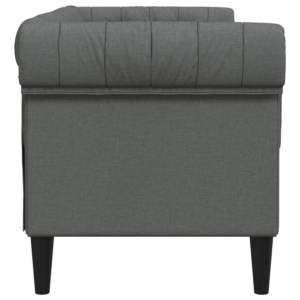 Divano Chesterfield a 2 Posti-Sofa 2 Posti-Divanetto Grigio Scuro in Tessuto