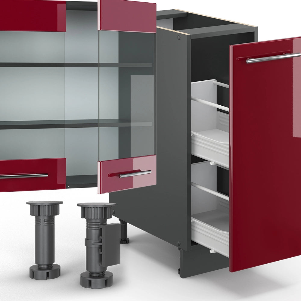 Cucina componibile Fame-Line Bordeaux lucido/Antracite 280 cm, PL Marmo Vicco