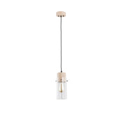 Lampada a sospensione Alfa Tantum legno vetro E27 1luce