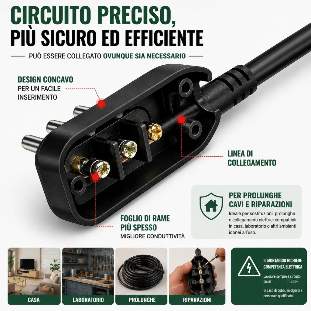 4 Spine Elettriche Ultrapiatte 90° 2P+T 16A 250V Salvaspazio 1027AN