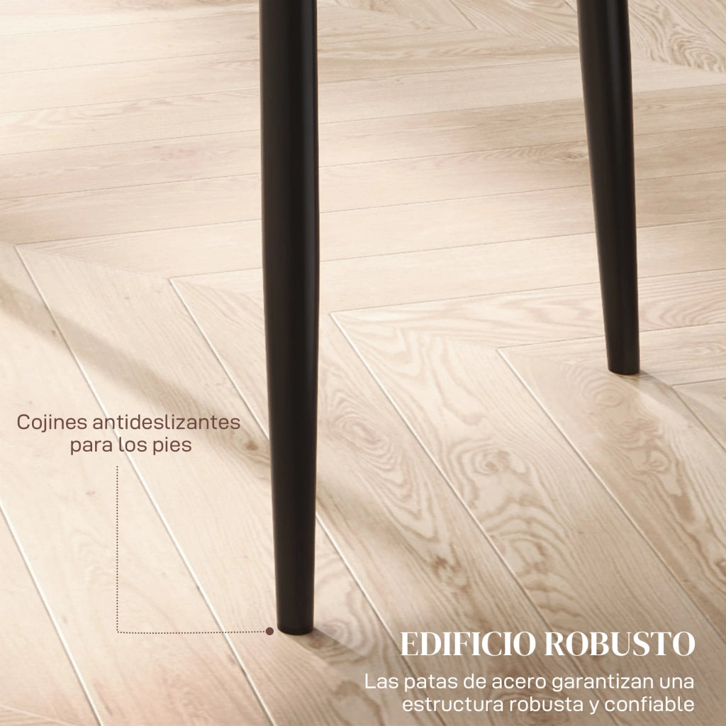 Set di 6 Sedie da Pranzo Imbottite con Schienale Alto ¨C Zephmum ¨C Similpelle Nero Patte in Metallo 41x50x97 cm